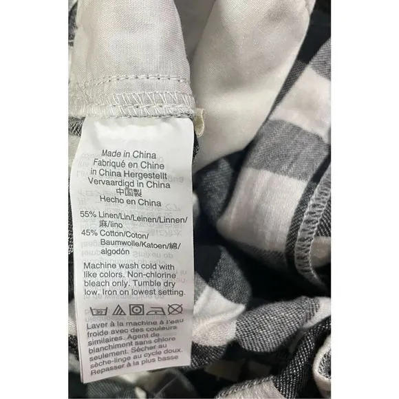 Madewell Linen-Cotton Paperbag Shorts in Gingham Check NEW size 4