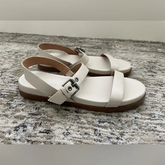 Madewell Louisa Leather Slingback Sandals Cloudlift Lite Cushion ivory Size 8