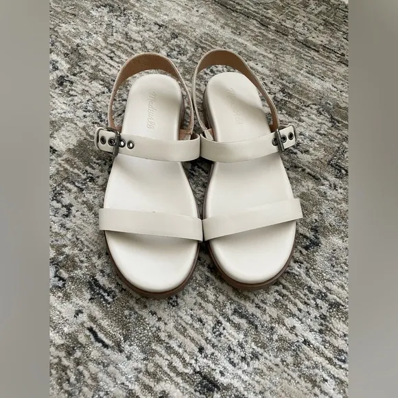 Madewell Louisa Leather Slingback Sandals Cloudlift Lite Cushion ivory Size 8