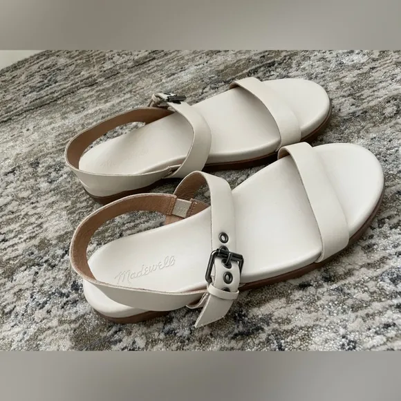Madewell Louisa Leather Slingback Sandals Cloudlift Lite Cushion ivory Size 8
