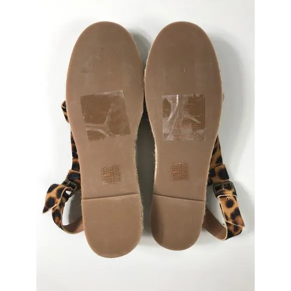 Madewell NWOT Leather The Malia Espadrille Sandal in Leopard Calf Hair 8.5