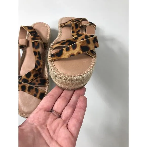 Madewell NWOT Leather The Malia Espadrille Sandal in Leopard Calf Hair 8.5
