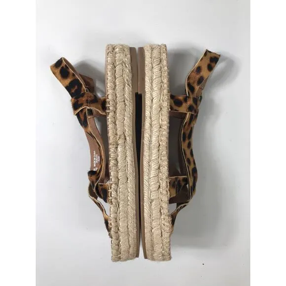 Madewell NWOT Leather The Malia Espadrille Sandal in Leopard Calf Hair 8.5