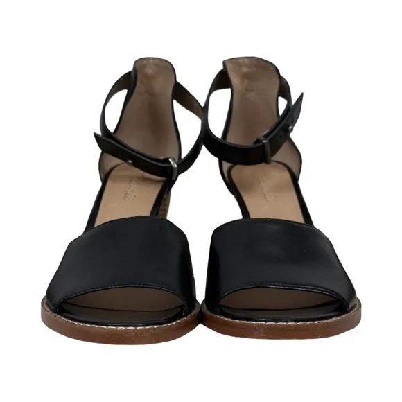 Madewell Paulette Sandal Black Leather Ankle Strap Block Heel NWT