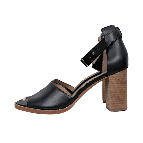 Madewell Paulette Sandal Black Leather Ankle Strap Block Heel NWT