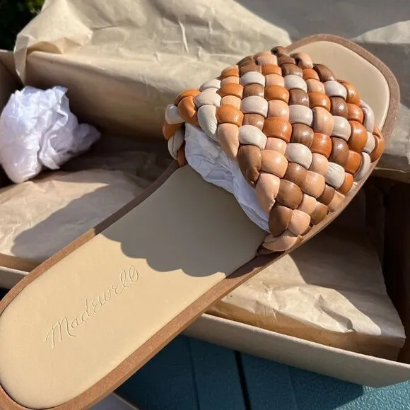 Madewell Suzi Slide Sandal in Multi Woven Leather NIB