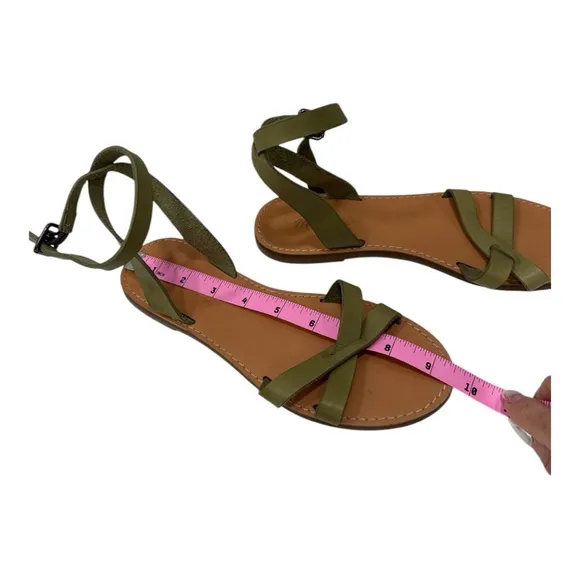 Madewell The Boardwalk Anklet-Strap Sandal in Leather Olive Green Leather size 7