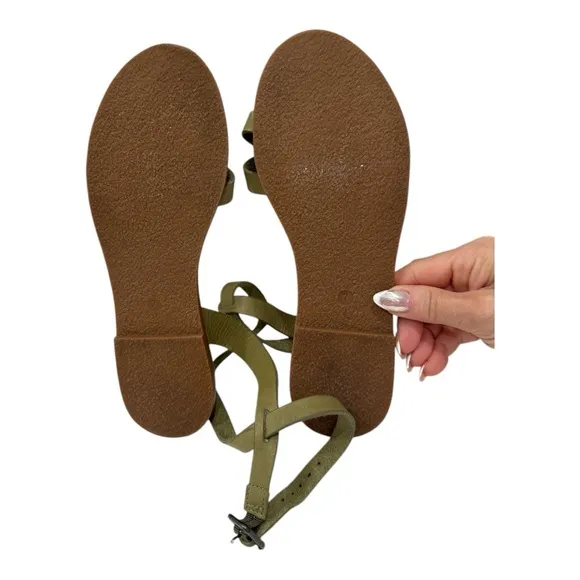 Madewell The Boardwalk Anklet-Strap Sandal in Leather Olive Green Leather size 7
