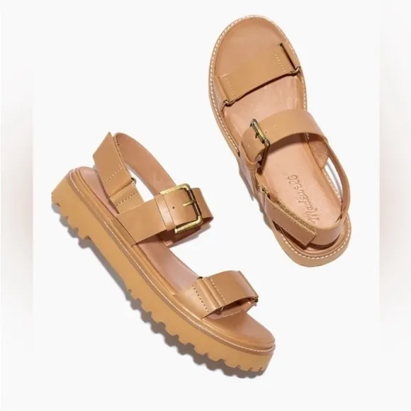 Madewell The Cady Lugsole Sandals In Desert Camel Neutral Vacation Size 6.5