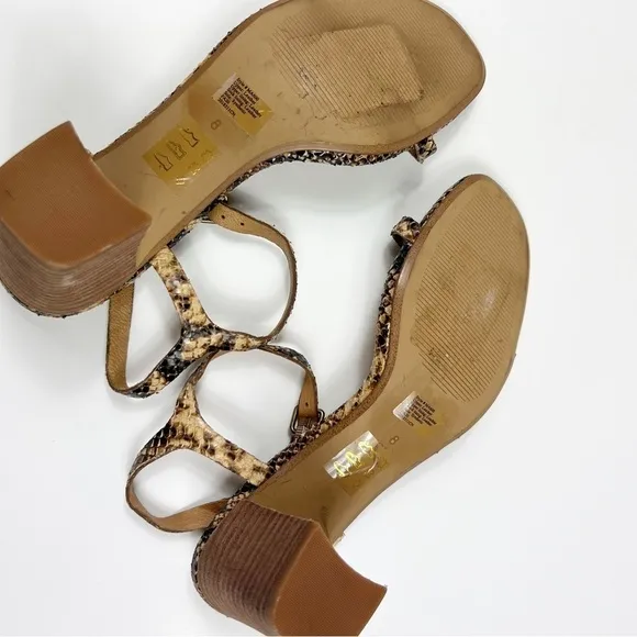 Madewell The Hollie Ankle Strap Sandal in Snake Embossed Leather Size 8 NEW