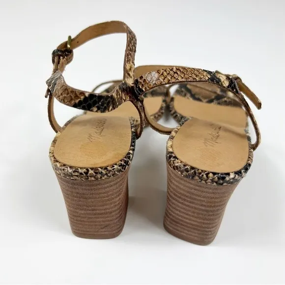 Madewell The Hollie Ankle Strap Sandal in Snake Embossed Leather Size 8 NEW