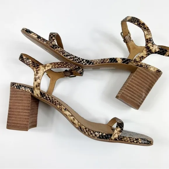 Madewell The Hollie Ankle Strap Sandal in Snake Embossed Leather Size 8 NEW