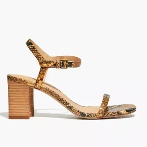Madewell The Hollie Ankle Strap Sandal in Snake Embossed Leather Size 8 NEW