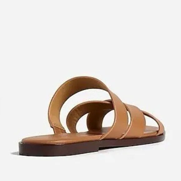 Madewell The Mena Slide Sandals Desert Camel Leather Slides Size 10 NWT
