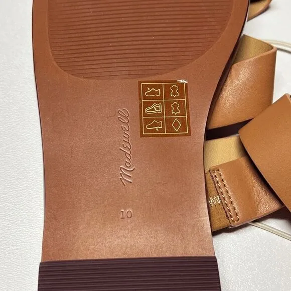 Madewell The Mena Slide Sandals Desert Camel Leather Slides Size 10 NWT