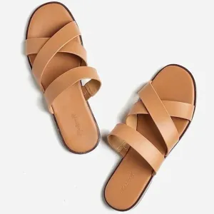 Madewell The Mena Slide Sandals Desert Camel Leather Slides Size 10 NWT