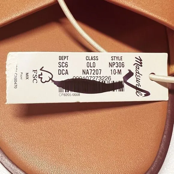 Madewell The Mena Slide Sandals Desert Camel Leather Slides Size 10 NWT