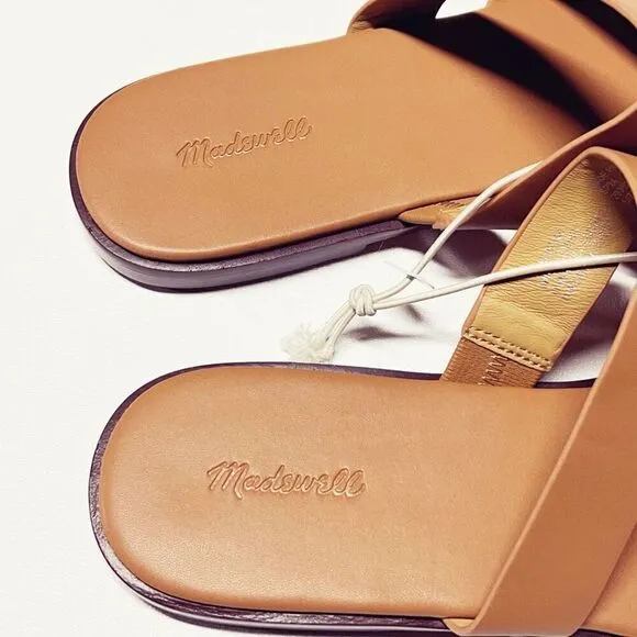 Madewell The Mena Slide Sandals Desert Camel Leather Slides Size 10 NWT