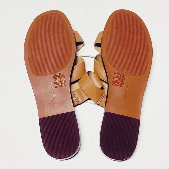 Madewell The Mena Slide Sandals Desert Camel Leather Slides Size 10 NWT