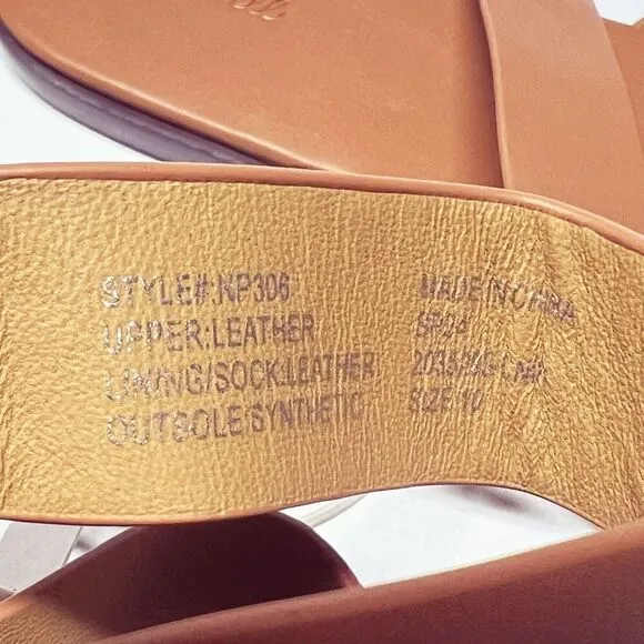Madewell The Mena Slide Sandals Desert Camel Leather Slides Size 10 NWT