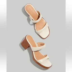 MADEWELL The Saige Double-Strap Sandal in Leather in Pale Oyster size 10 NEW
