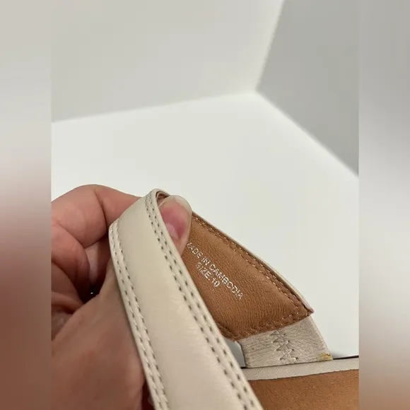 MADEWELL The Saige Double-Strap Sandal in Leather in Pale Oyster size 10 NEW