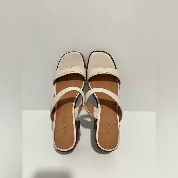 MADEWELL The Saige Double-Strap Sandal in Leather in Pale Oyster size 10 NEW