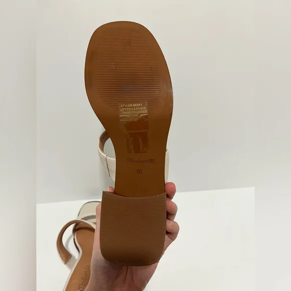 MADEWELL The Saige Double-Strap Sandal in Leather in Pale Oyster size 10 NEW
