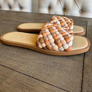 Madewell Women's Size 7.5 Suzi Slide Puffy Woven Flat Sandals NEW Beachy $128