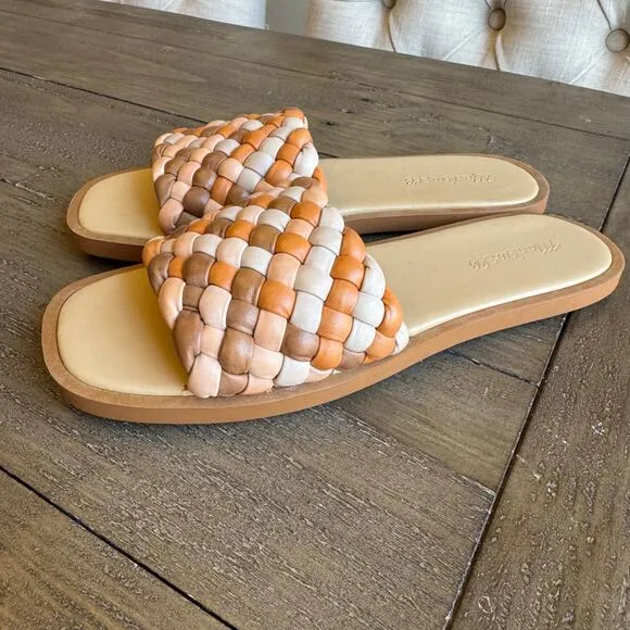 Madewell Women's Size 7.5 Suzi Slide Puffy Woven Flat Sandals NEW Beachy $128