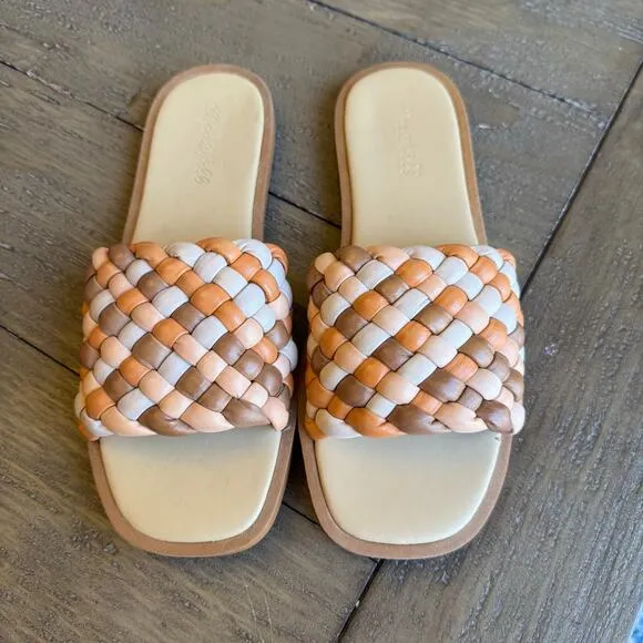 Madewell Women's Size 7.5 Suzi Slide Puffy Woven Flat Sandals NEW Beachy $128