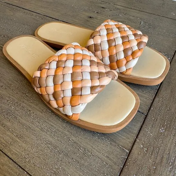 Madewell Women's Size 7.5 Suzi Slide Puffy Woven Flat Sandals NEW Beachy $128