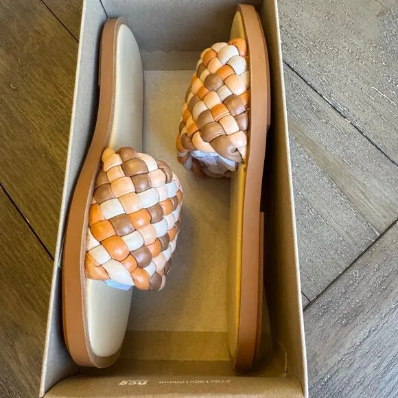 Madewell Women's Size 7.5 Suzi Slide Puffy Woven Flat Sandals NEW Beachy $128