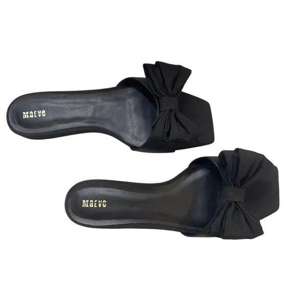 Maeve by Anthropologie Bow Micro Wedge Sandals in Black Size10 NEW