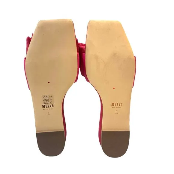 Maeve by Anthropologie Bow Micro Wedge Sandals in Pink Size 8 NEW