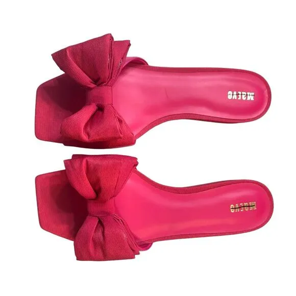 Maeve by Anthropologie Bow Micro Wedge Sandals in Pink Size 8 NEW