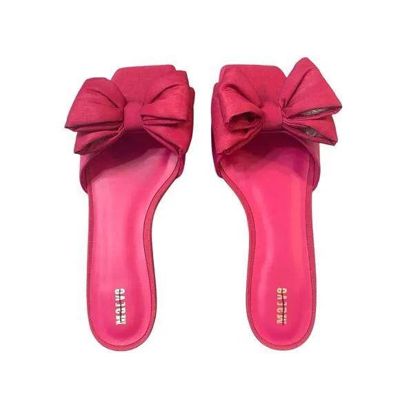 Maeve by Anthropologie Bow Micro Wedge Sandals in Pink Size 8 NEW