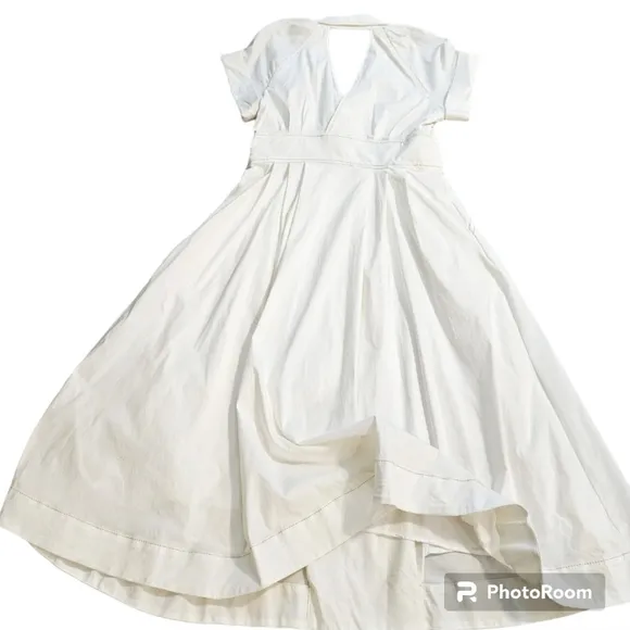 MAEVE by Anthropology POPLIN Collared MIDI Off White SHIRTDRESS