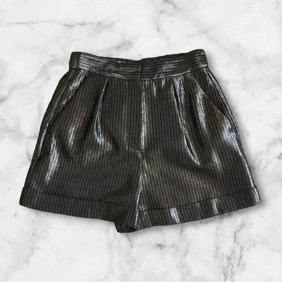 Maje Glitter Mini Shorts In Silver