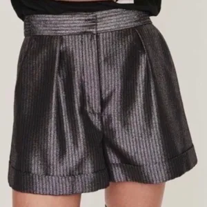 Maje Glitter Mini Shorts In Silver