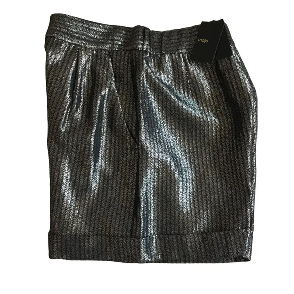 Maje Glitter Mini Shorts In Silver
