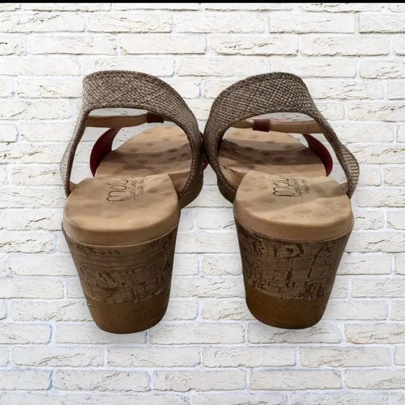 Malu Olivia Shoes Sandals Wedge Open Toe Heel Cushion Insole Red Brazil Size 7