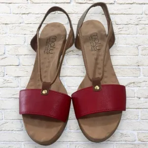 Malu Olivia Shoes Sandals Wedge Open Toe Heel Cushion Insole Red Brazil Size 7