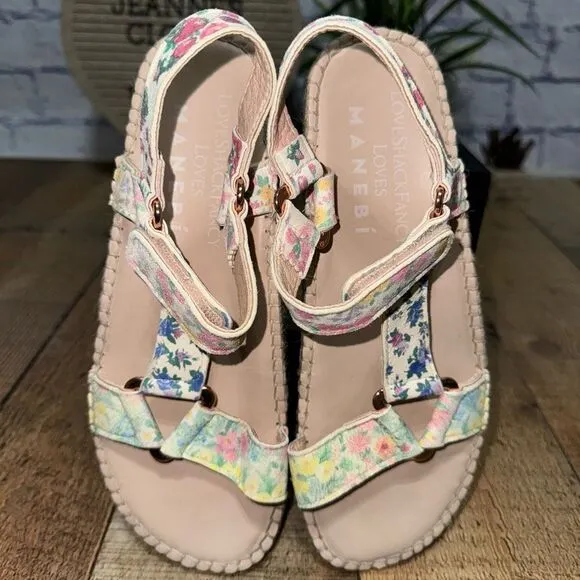 Manebi Womens x Love Shack Fancy Hiking Espadrille Sandals Rainbow Skies sz 39/9