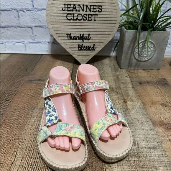 Manebi Womens x Love Shack Fancy Hiking Espadrille Sandals Rainbow Skies sz 39/9