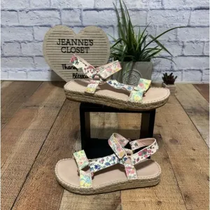 Manebi Womens x Love Shack Fancy Hiking Espadrille Sandals Rainbow Skies sz 39/9