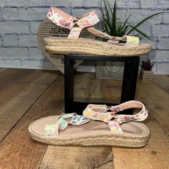 Manebi Womens x Love Shack Fancy Hiking Espadrille Sandals Rainbow Skies sz 39/9