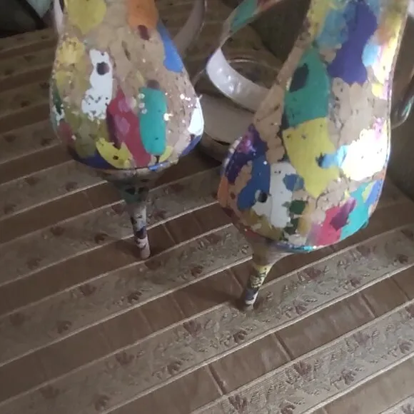 Manolo Blahnik Chaos Paint Splatter Cork Sandal - Size 38 (7.5 USA)