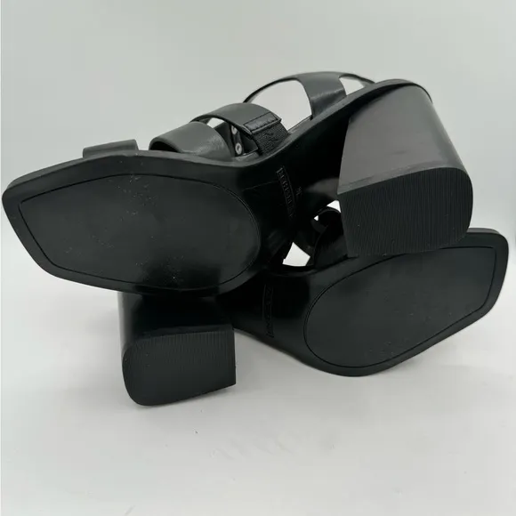 MARC FISHER FYLNEE BLOCK HEEL COMFORTABLE SANDAL SIZE 7 COLOR BLACK. NEW!