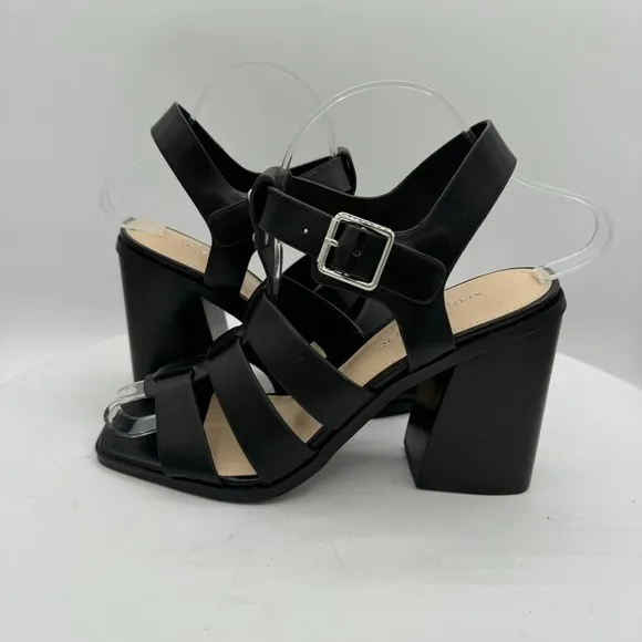 MARC FISHER FYLNEE BLOCK HEEL COMFORTABLE SANDAL SIZE 7 COLOR BLACK. NEW!